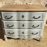 Louis XV style chest of drawers, patinated and waxed, natural wood top