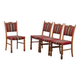 Brutalist Oak Dining Chairs by H. Kjærnulf, Denmark, 1960s, Set of 4