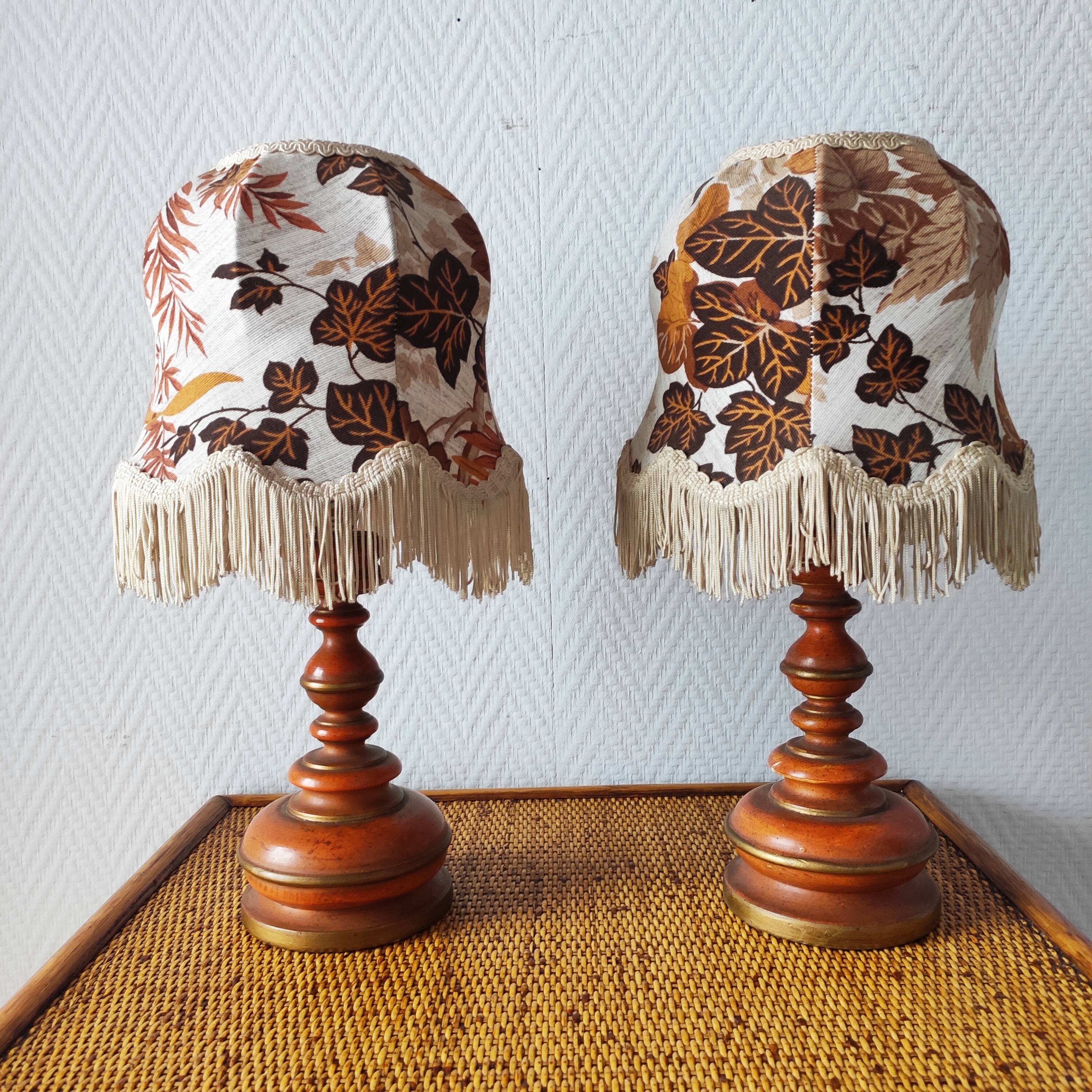 Paire de lampes vintage bois tourné