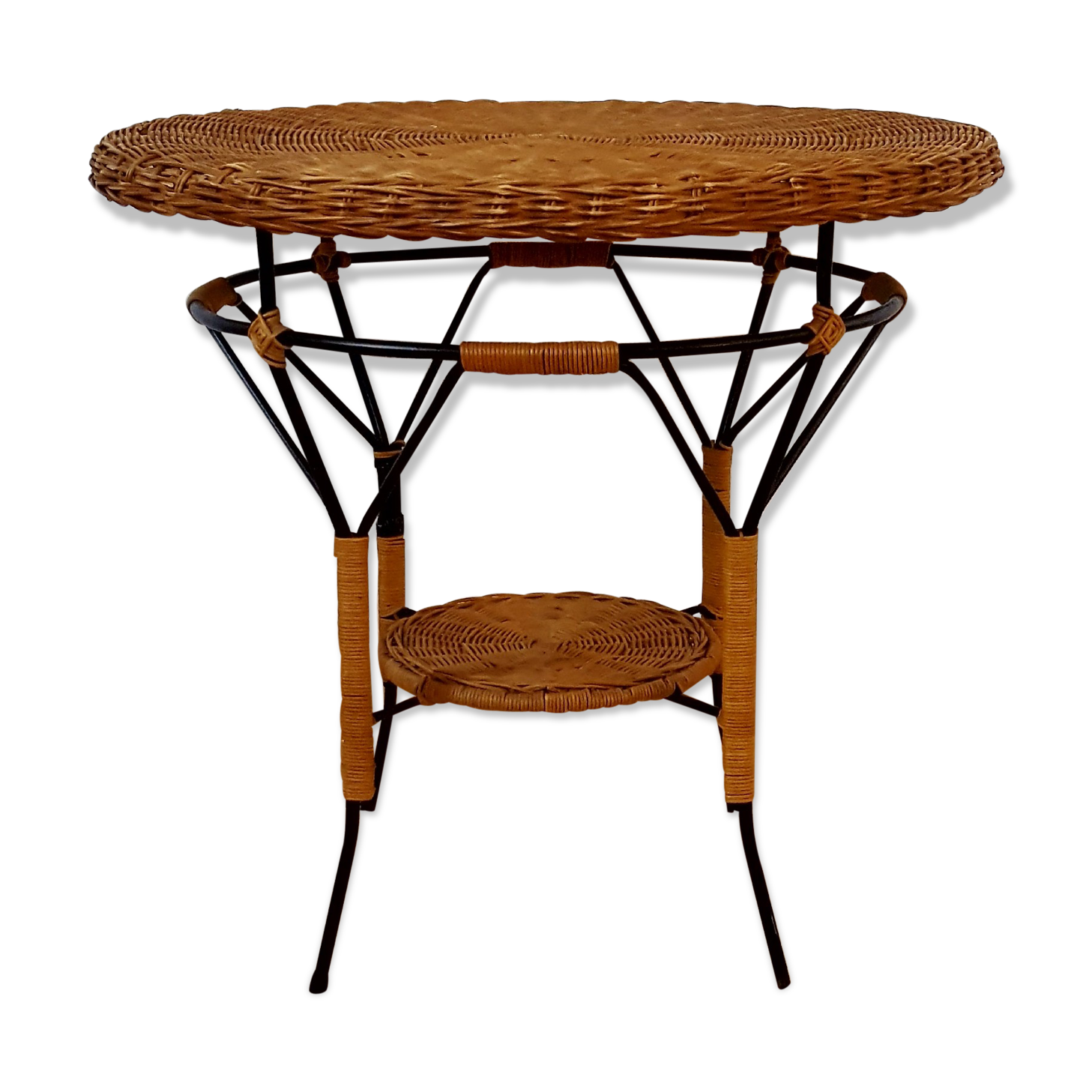 Table low table vintage rattan