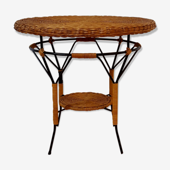 Table low table vintage rattan