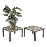 Pair of Romeo Rega chrome & brass side tables