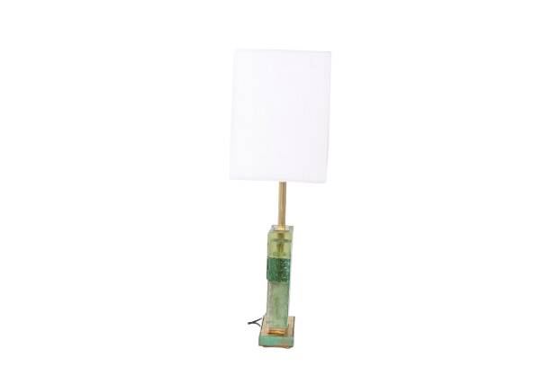 Paire de lampes en verre de Murano, irisé vert. 20e-21e siècle.