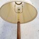 Mid-century floor lamp in brass and polished wood by Böhlmarks, Sweden, 1940s.