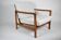 Original bouclé armchair Baczyk, restored, white, teak
