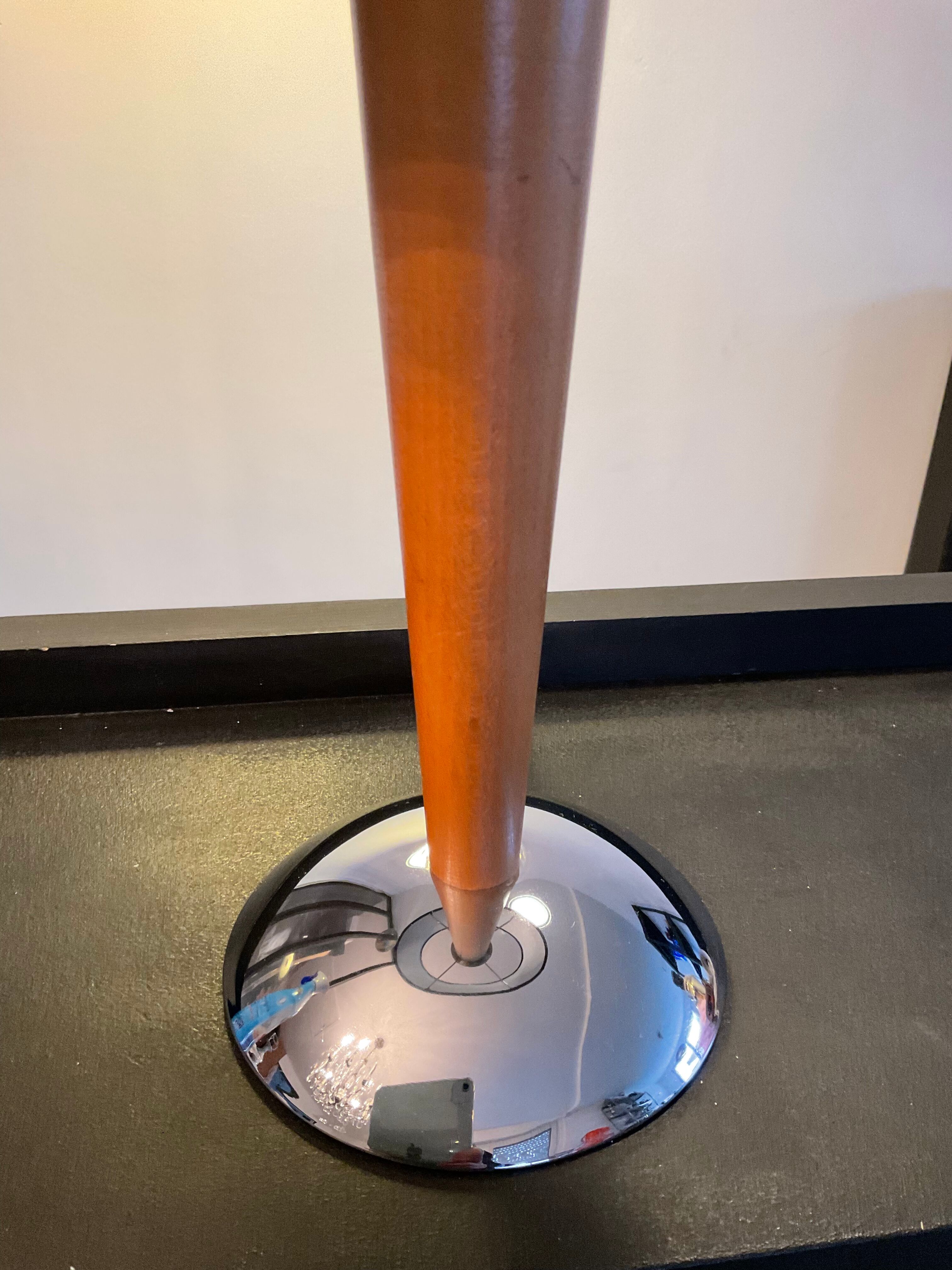 Scandinavian wood and metal lamp chrom from the 70s-80s