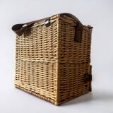 Vintage Flamingo Wicker Picnic Basket