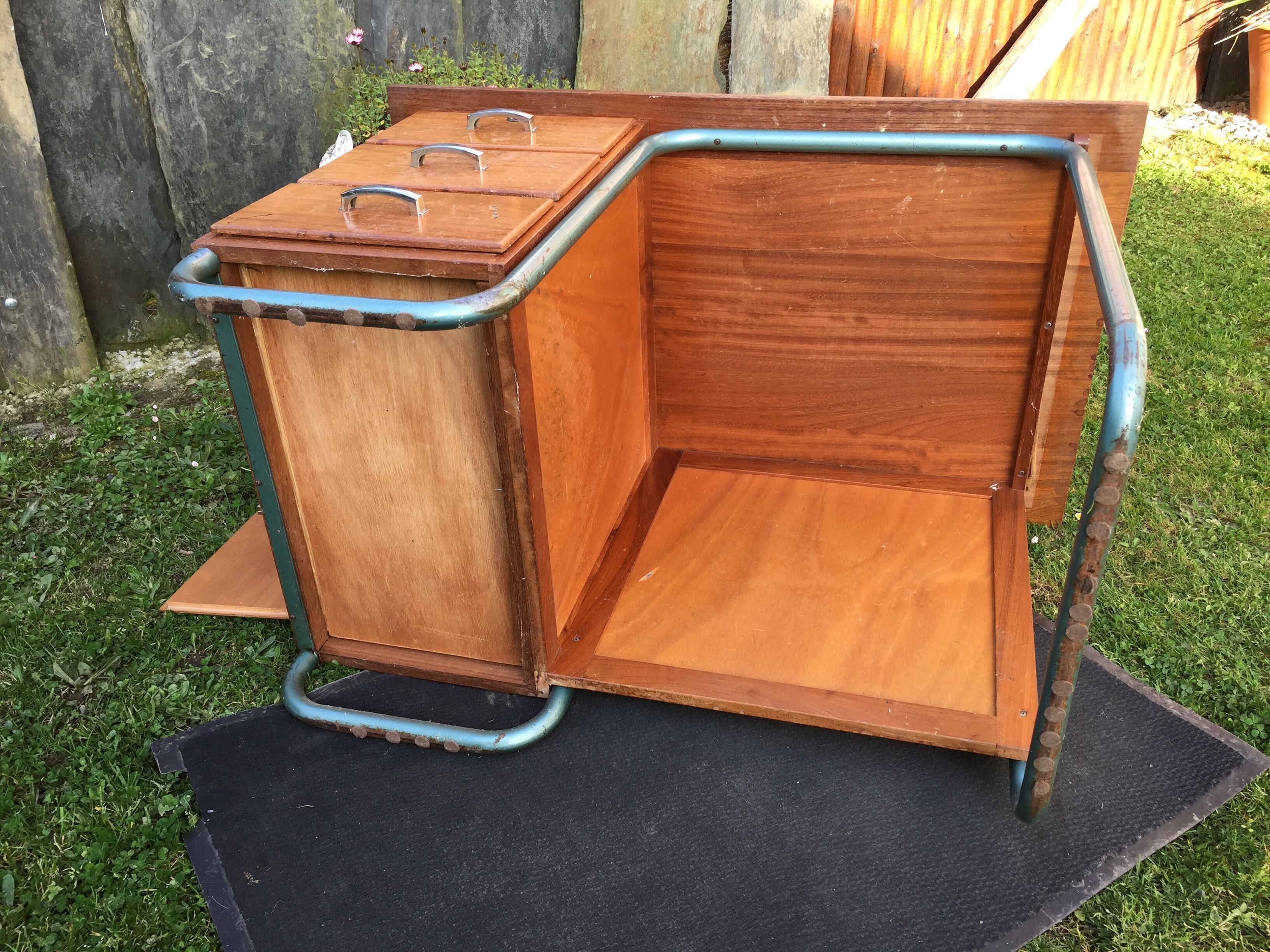 Vintage modernist schoolmaster desk