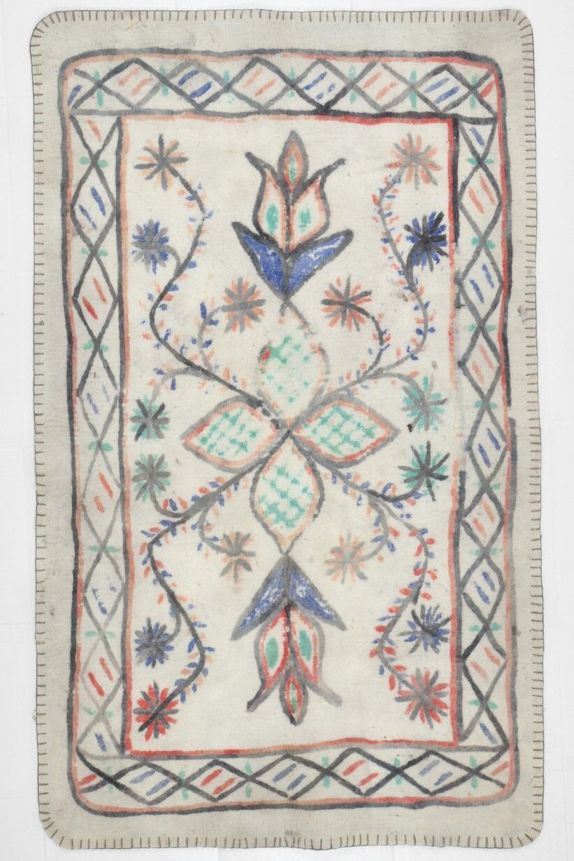 4x6 neutral handmade anatolian turkish rug,	115c192cm