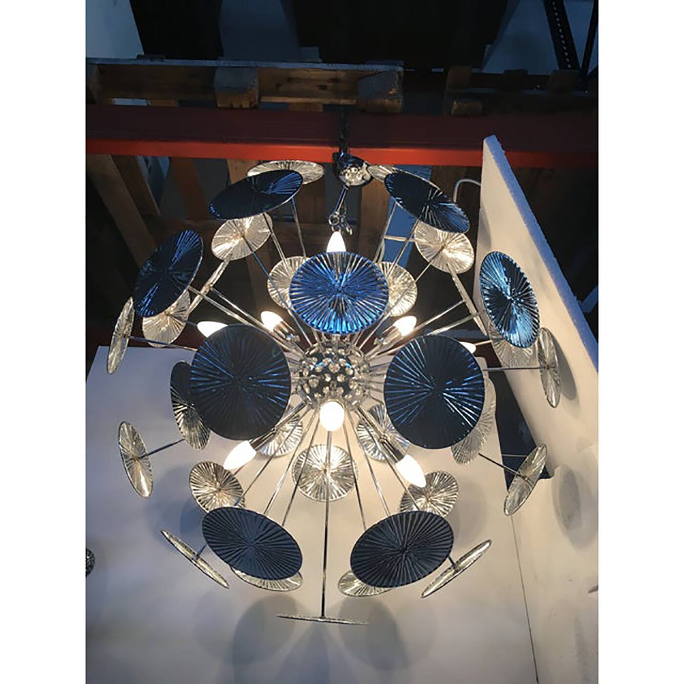 Handmade Hammered Sputnik Chandelier in Kromo Discs Italian Made