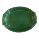 XXXL oval earthenware centerpiece dish with pearl decor, green covered, 1960s