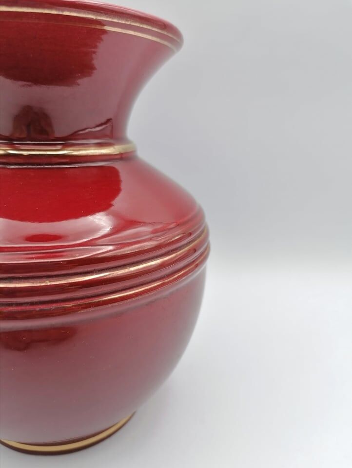 Red ceramic vase