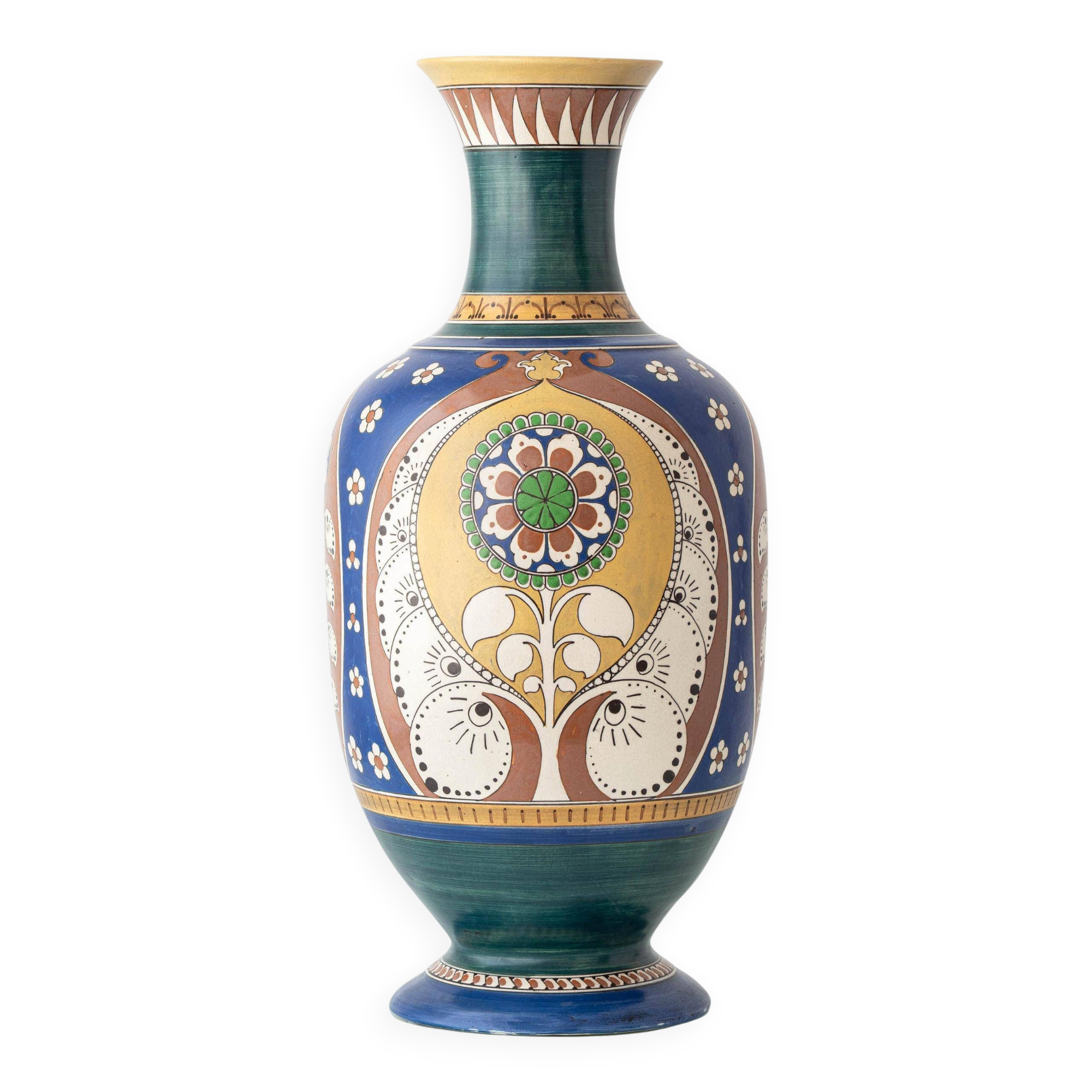 Monumental vase Lindus Art Nouveau–Art Deco, Arnhemsche Fayencefabriek, 1910s