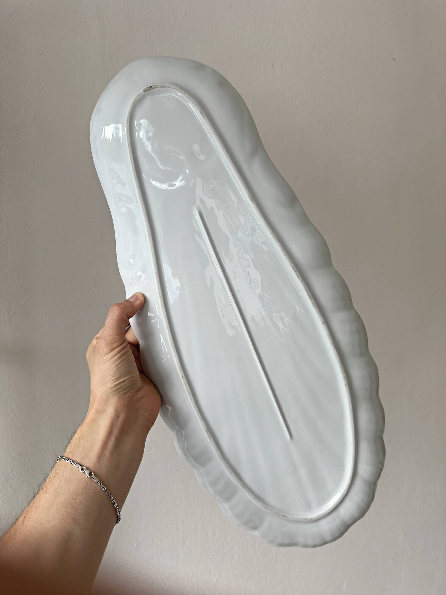 Large fish platter in white porcelain