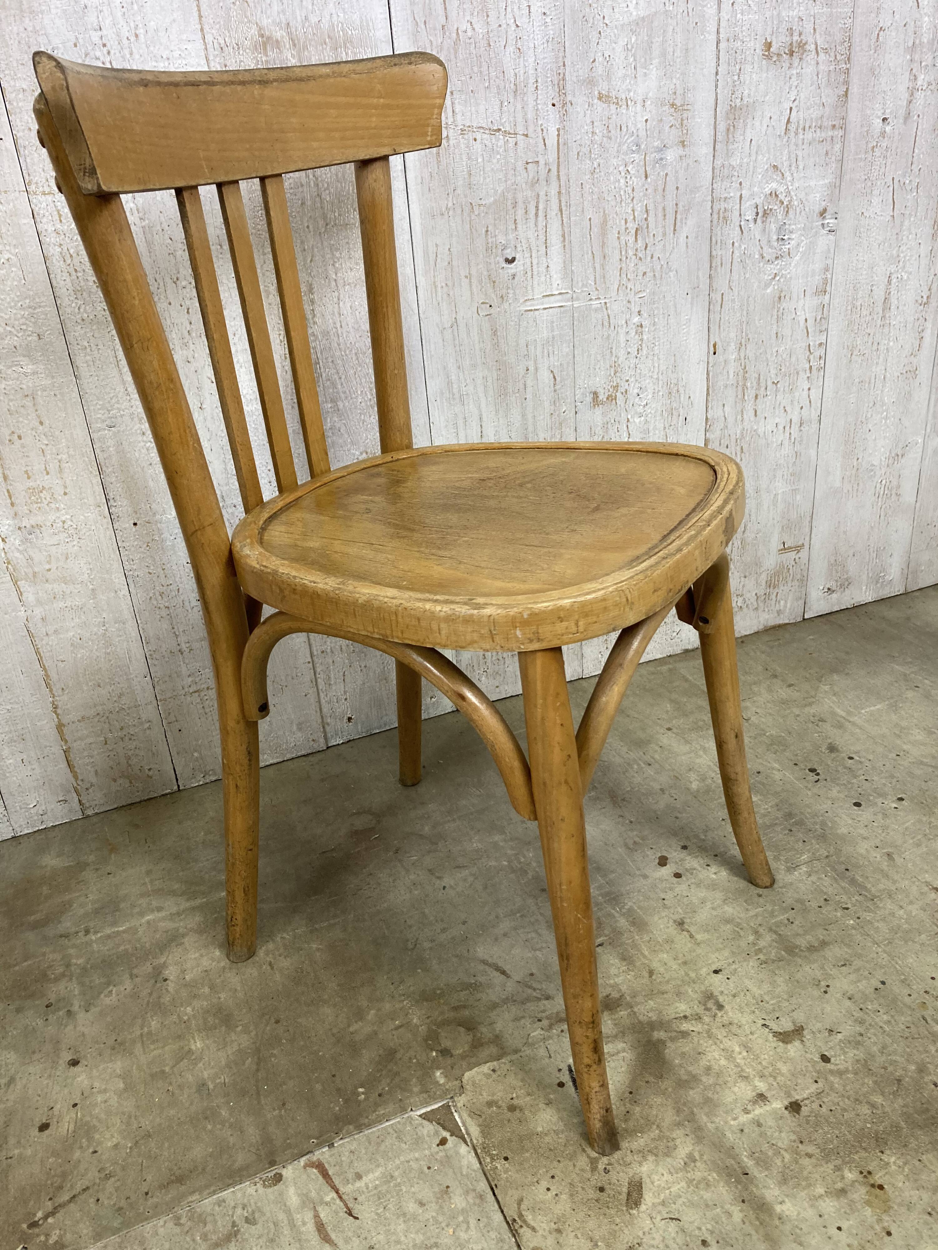 Série de 6 chaises bistrot en bois courbé