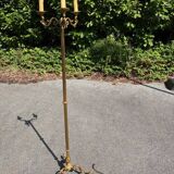 ancien lampadaire / luminaire en bronze doré / vintage