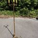 old floor lamp / gilded bronze light fixture / vintage