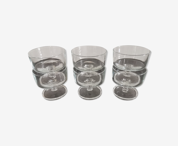 Set of 6 glasses of champagne Cavalier Luminarc transparent vintage 70'S