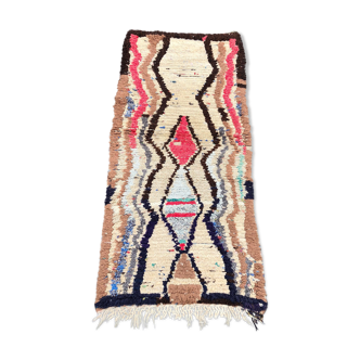 Azilal vintage wool and handmade cotton rug 75x165 cm