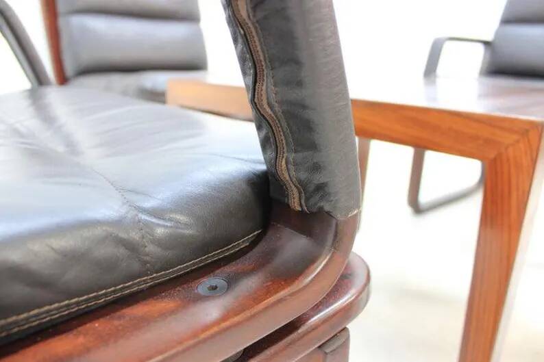 Set of Four Leather Armchairs by Eugen Schmidt, 1970s
