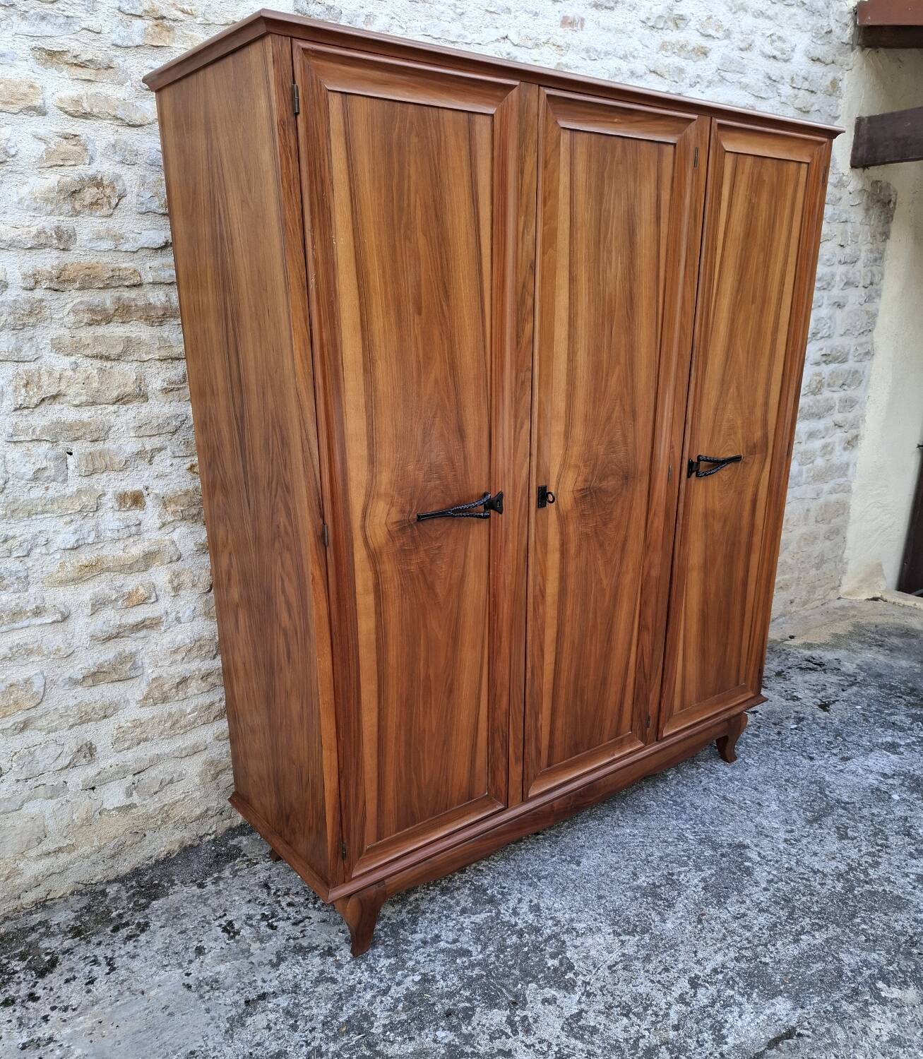 3-door walnut wardrobe