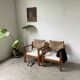 Pair of oak and straw armchairs, reconstruction style