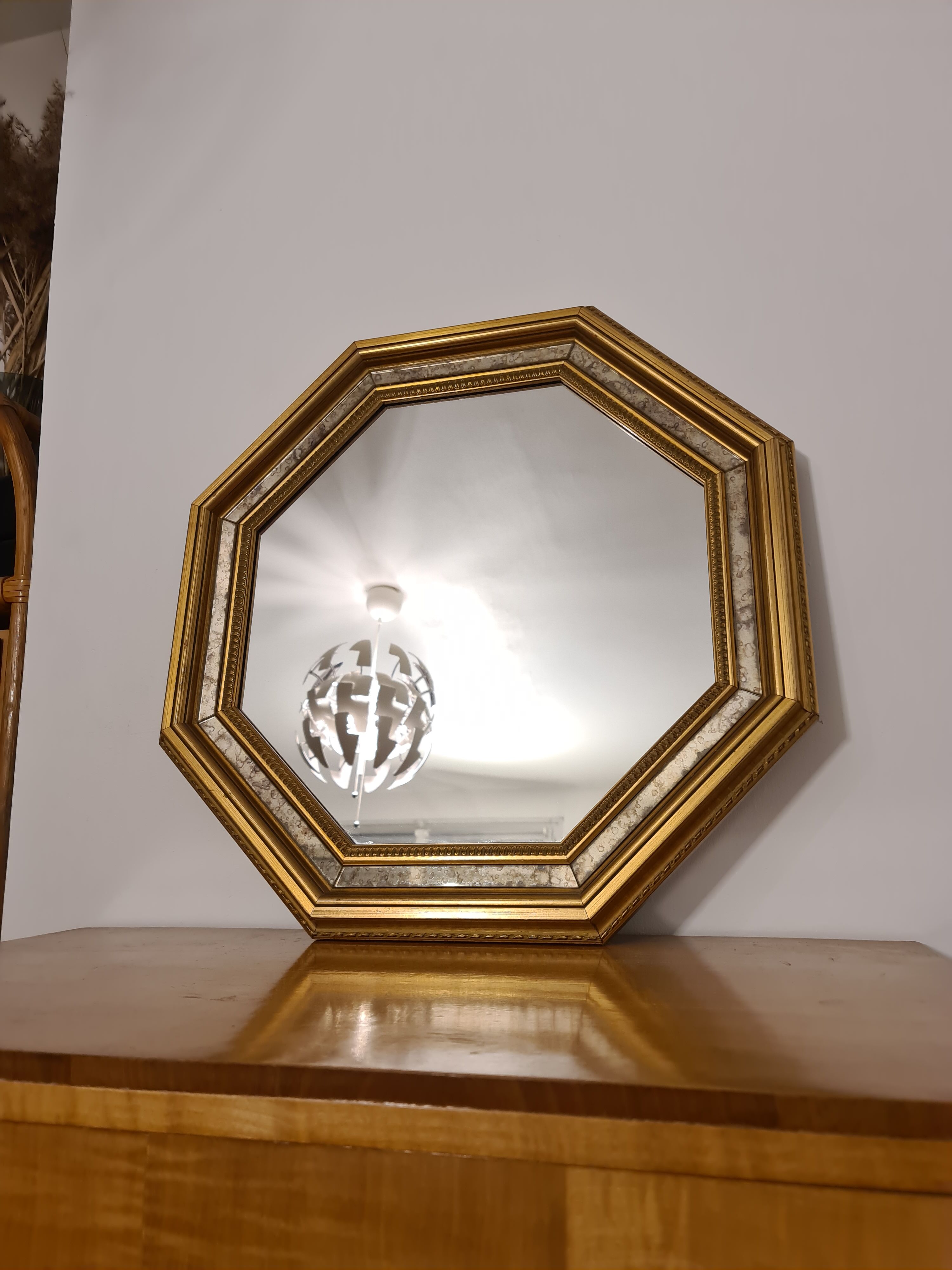 Octagonal Mirror Art Deco Vintage 59*59cm wood