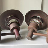 Pair of classic danish vintage MCM outdoor wall lamp in copper
