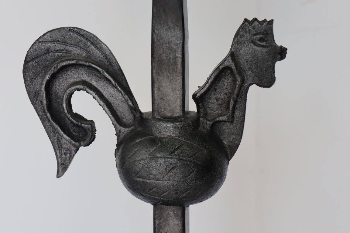 Brutalist floor lamp "Le chant du Coq" in wrought iron, 1950