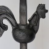Lampadaire brutaliste "Le chant du Coq" en fer forgé, 1950