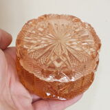 Pink tinted molded crystal powder box