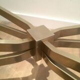 Coffee table in brushed steel and smoked glass top by Maison Charles