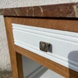 Bedside in Art Deco oak, marble