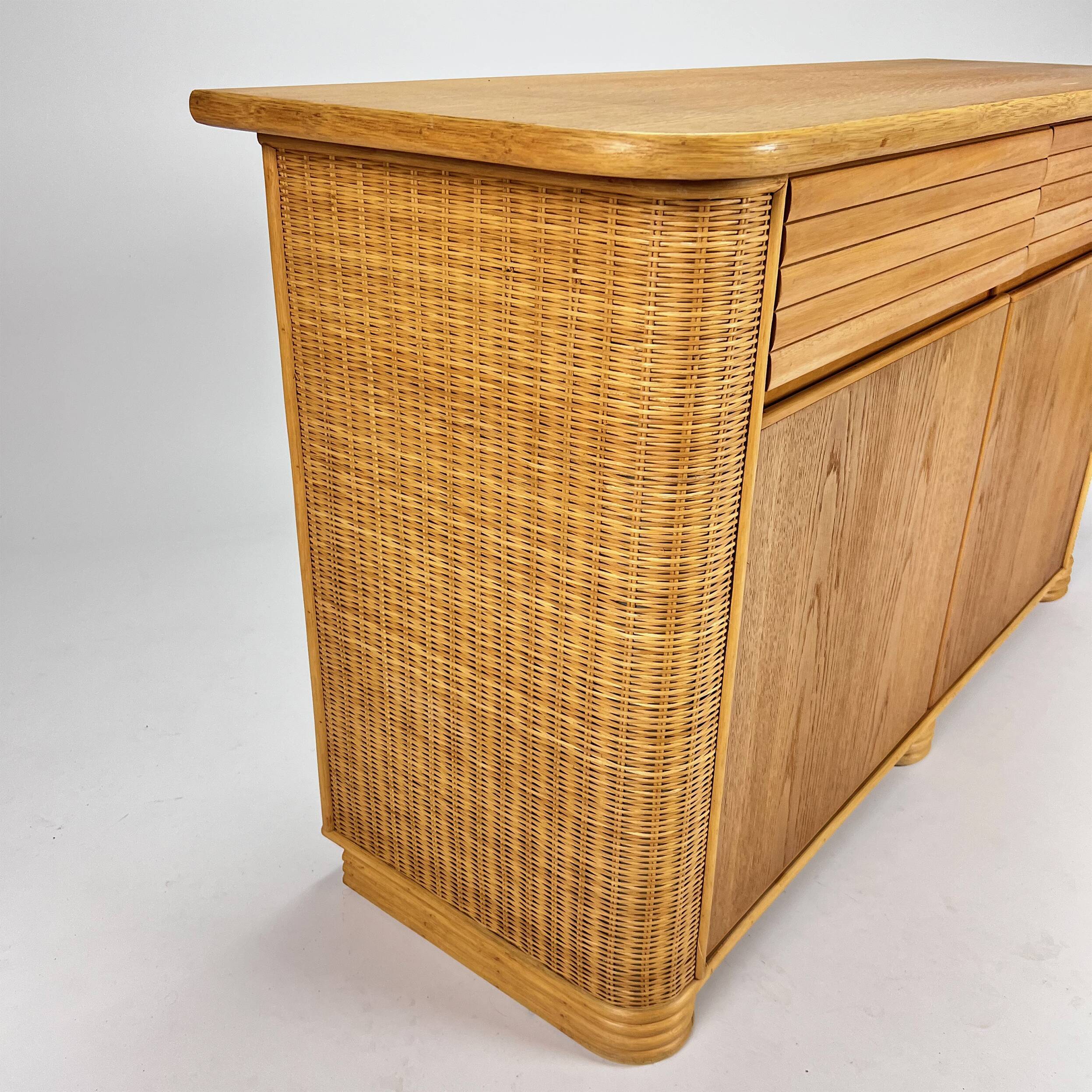Vintage Bamboo and Wood Sideboard, 1970s