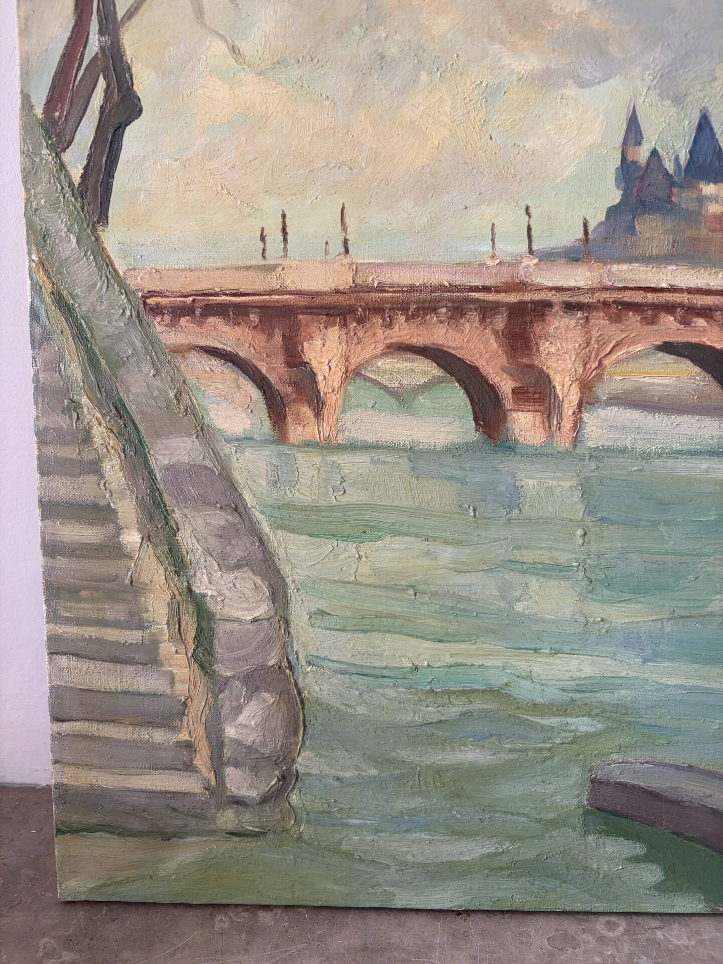 Pont Neuf à Paris, huile sur toile signé 1979
