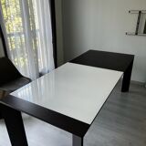 Extendable table in tempered glass white