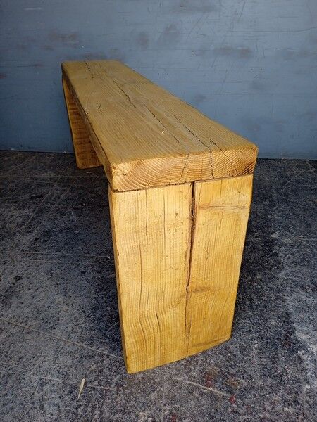Bench 120 cm patinated solid wood