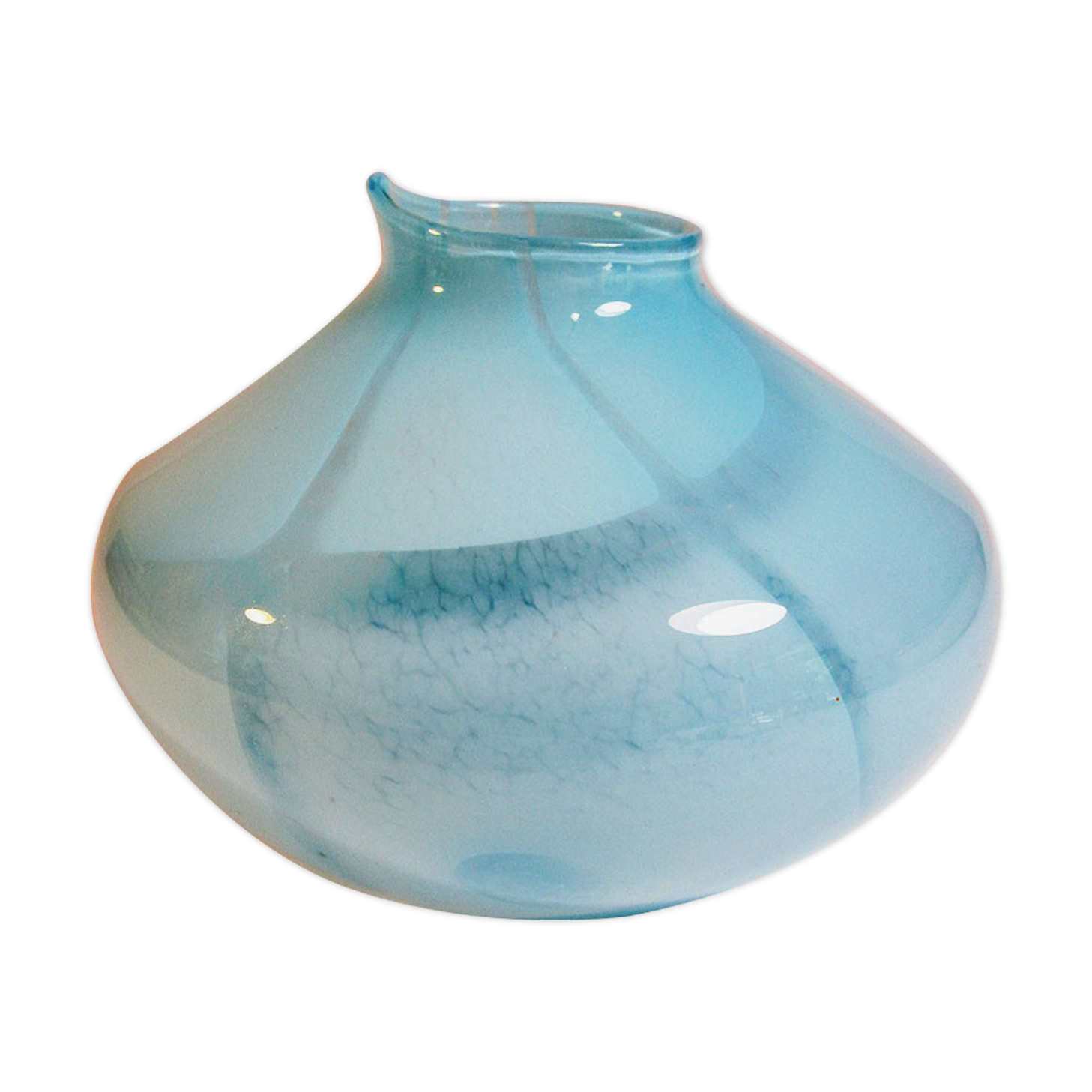 Light blue satin glass vase