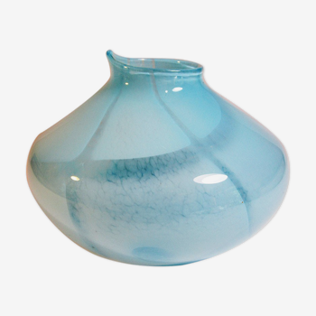 Light blue satin glass vase
