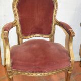Fauteuils bergères en bois doré style louis xv  x 4