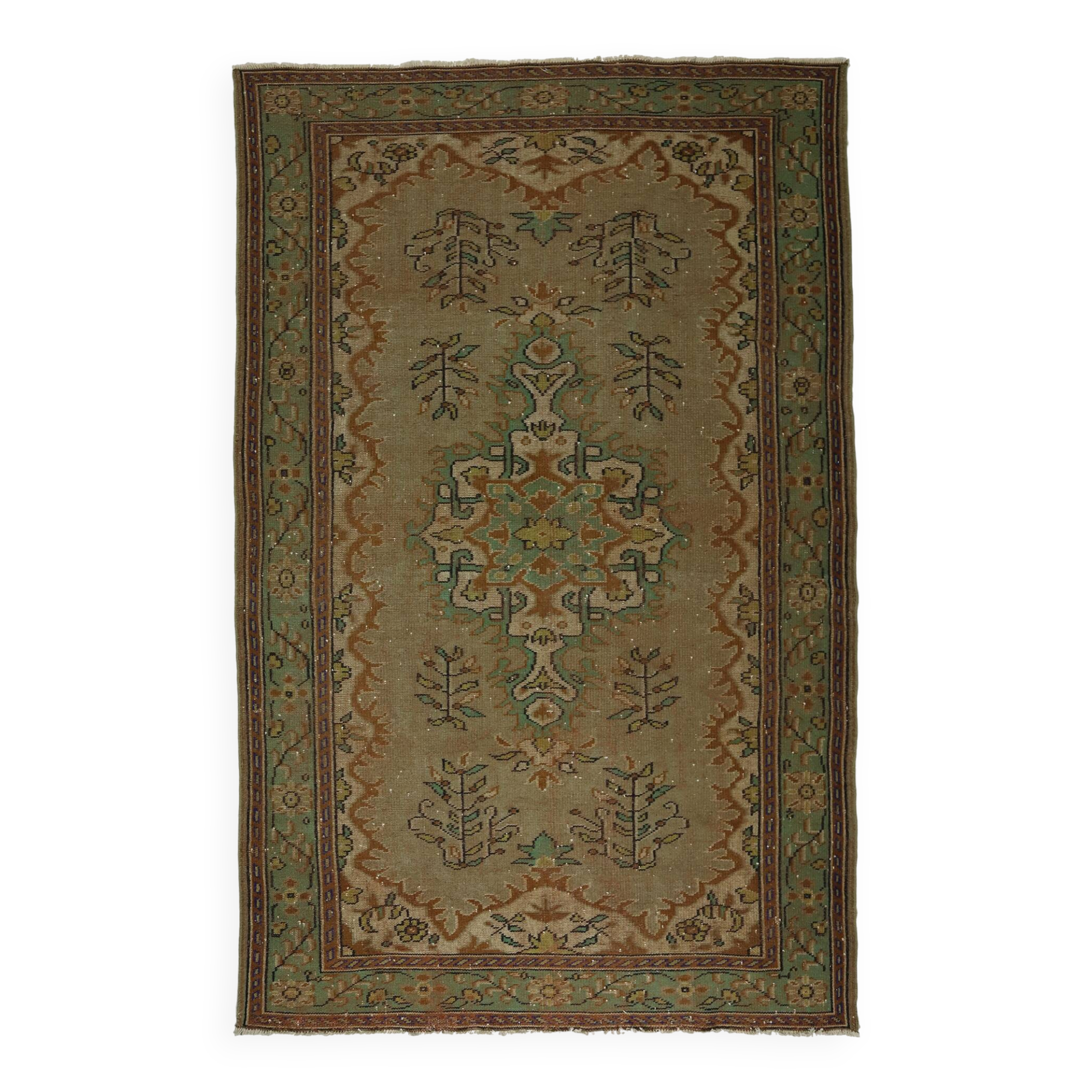 One-of-a-kind turkish handwoven vintage rug - rustic vintage charm 304x 186