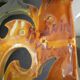 Pair of ceramic wall lights in Vallauris style, Brunin.