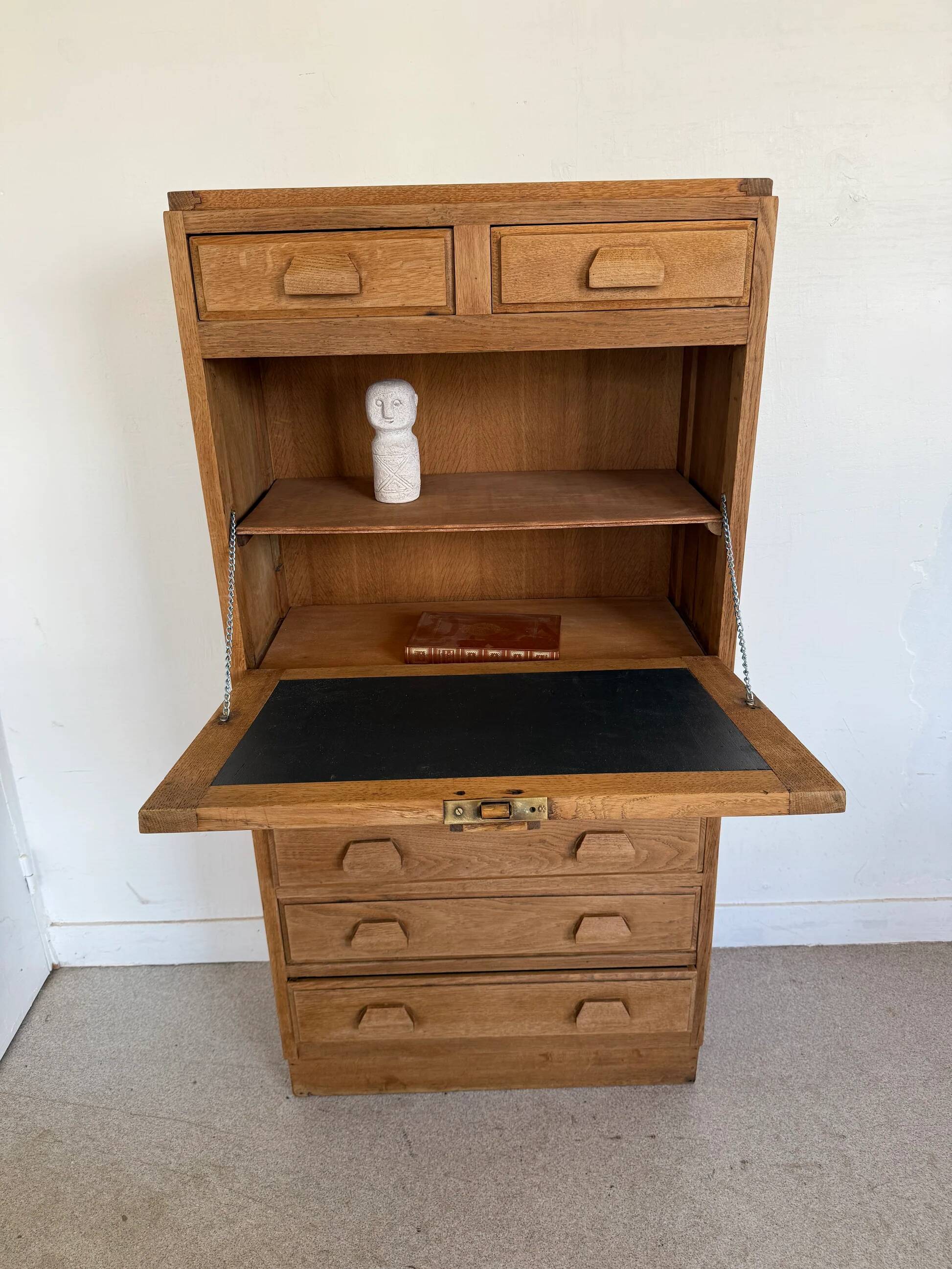 Vintage wooden secretary desk in the style of a professional piece of furniture