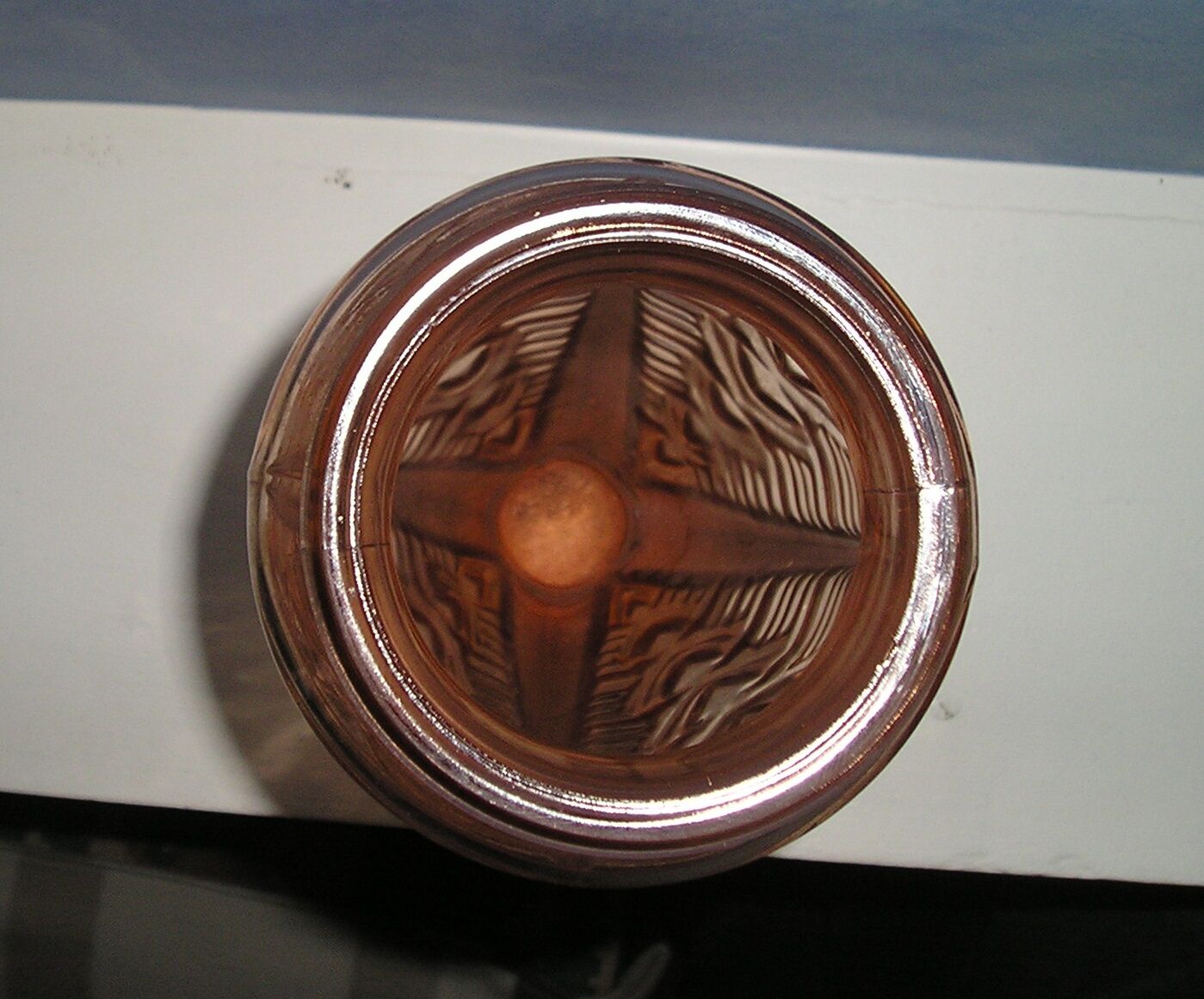 Art deco style pink molded glass vase