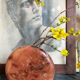 Solid wood vase vintage elm magnifying glass