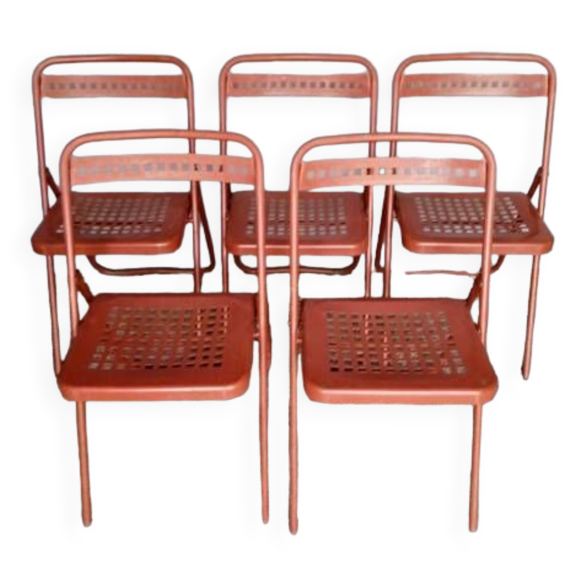 5 foldable chairs metal vintage ep 1970