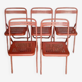 5 chaises pliable metal vintage ep 1970