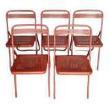 5 foldable chairs metal vintage ep 1970