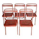 5 chaises pliable metal vintage ep 1970