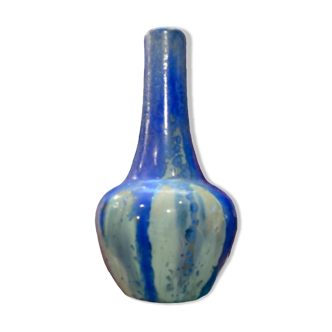 Vase soliflore en céramique bleue Pierrefond